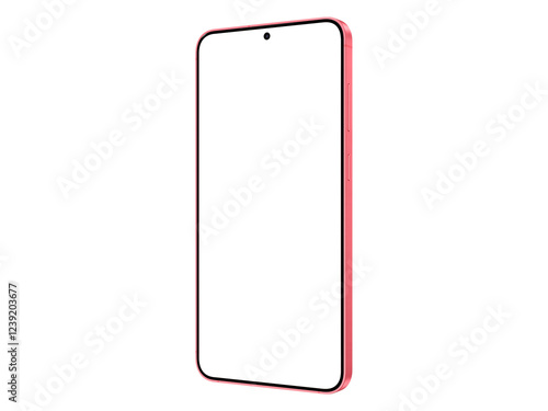 Photo of smartphone similar to android device without background. Coralred color. Template for mockup
 photo