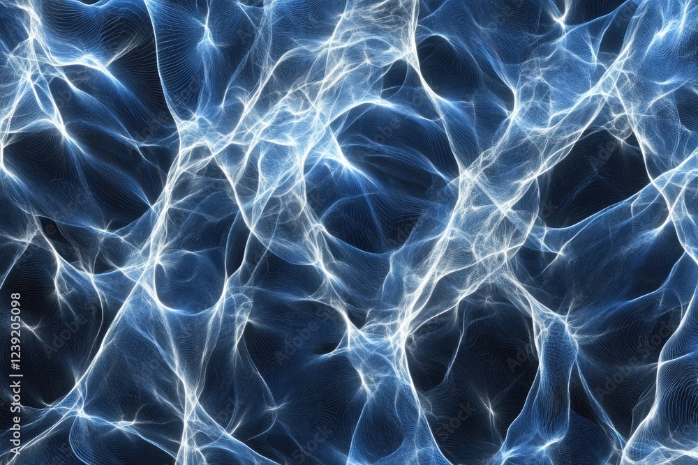 Fototapeta premium Abstract Blue and White Light Pattern with Flowing Energy Waves on Dark Background