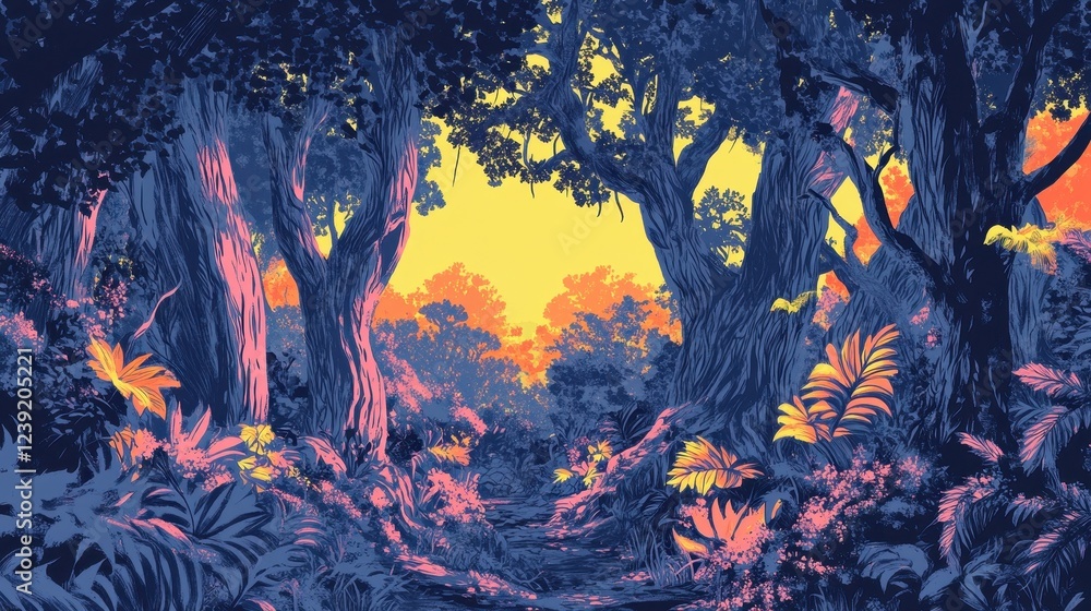 Fototapeta premium A Serene Path Through a Vibrant Tropical Forest
