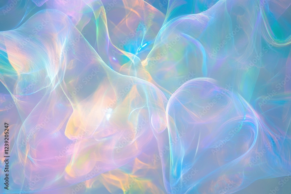 Fototapeta premium Ethereal Iridescent Abstract with Pastel Hues and Light Waves