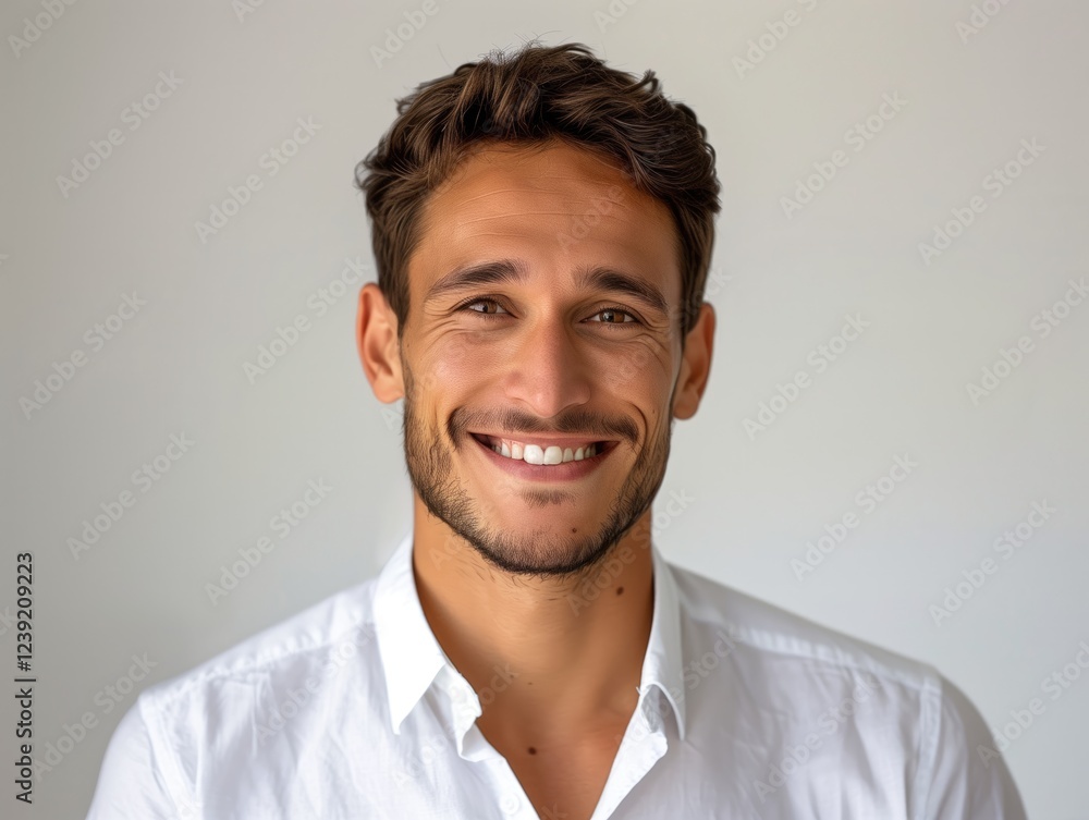 American man smiling proudly on a clean white background. Perfect for social media, advertising, and marketing. American man smiling proudly on a clean white background. Perfect for social media, advertising, and marketing.