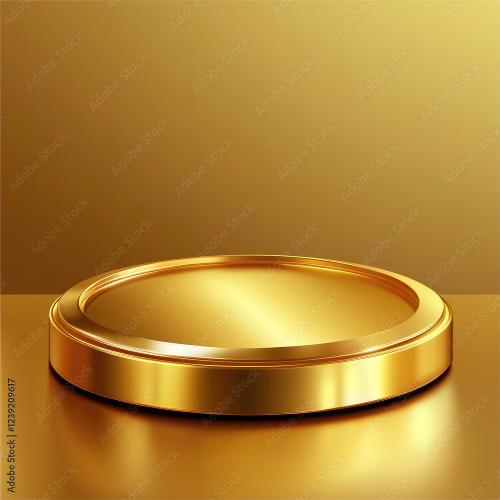 Glossy Gold Fill Symbol Displayed on Elegant Golden Podium from Above Glossy Gold Fill Symbol Displayed on Elegant Golden Podium from Above