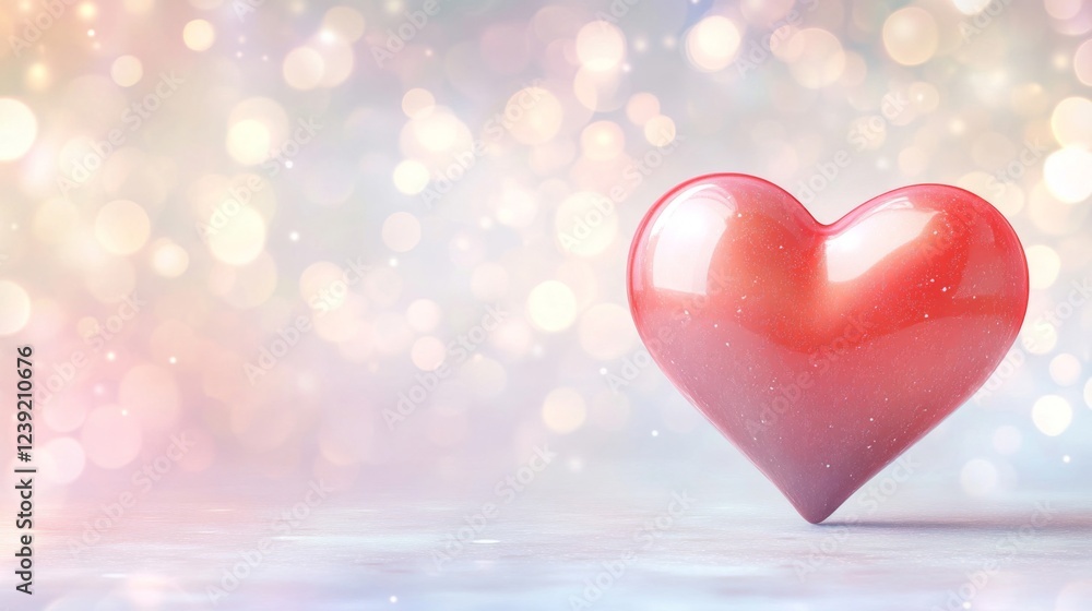 Red Shiny Heart on Glitter Background Red Shiny Heart on Glitter Background