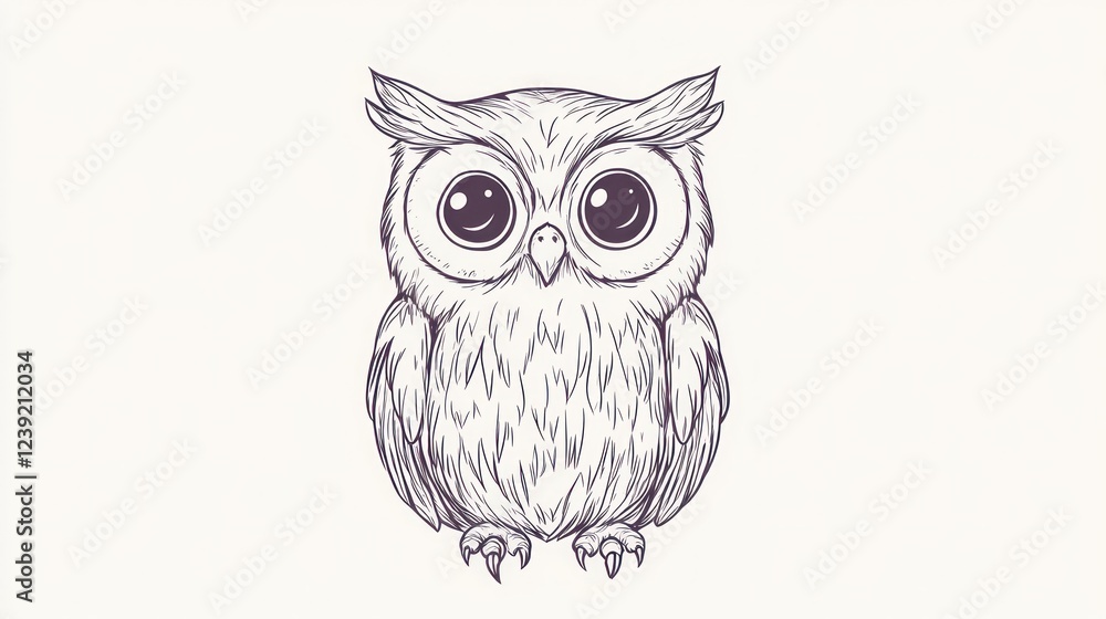 Fototapeta premium Cute cartoon owl illustration, white background, children's book, education