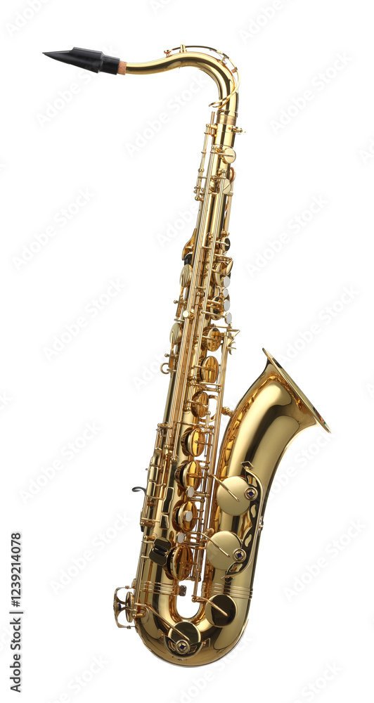 Naklejka premium Jazz. One beautiful saxophone isolated on white