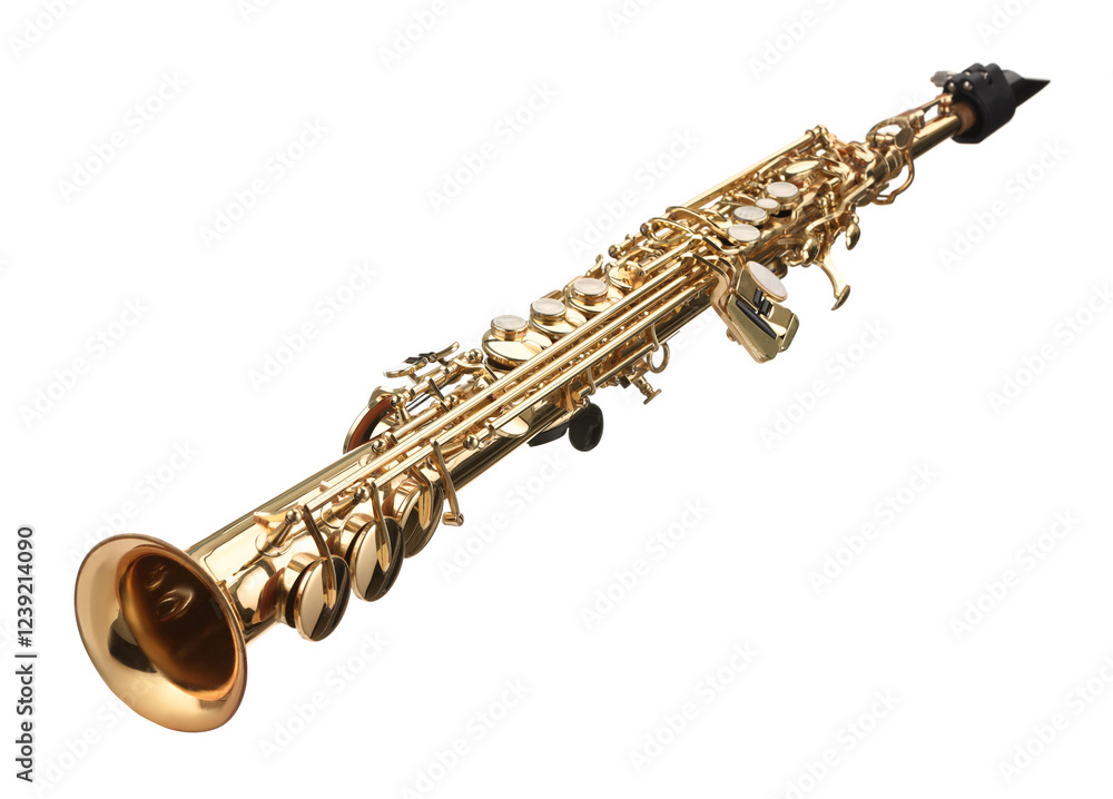 Fototapeta premium Jazz. One beautiful saxophone isolated on white