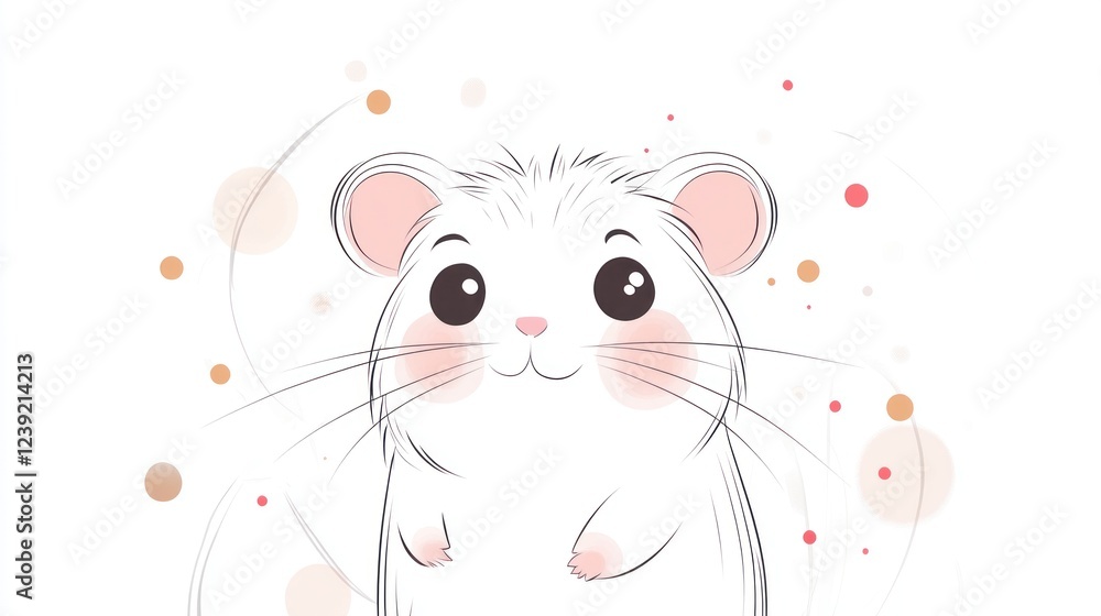 Fototapeta premium Cute hamster portrait, pastel background, pet illustration, children's book
