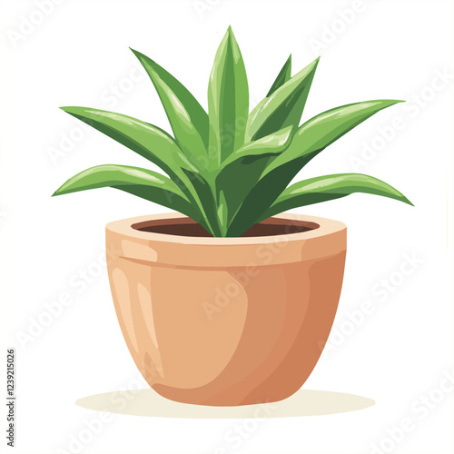 Illustration vector of Plant in flowerpot in flat style