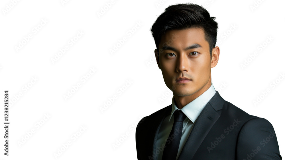 Serious businessman looking with transparent background Serious businessman looking with transparent background