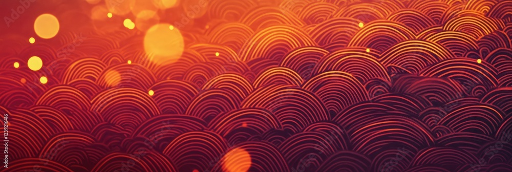 Red and orange gradient background with dots, a seamless pattern featuring traditional Chinese motifs, bright lights Red and orange gradient background with dots, a seamless pattern featuring traditional Chinese motifs, bright lights