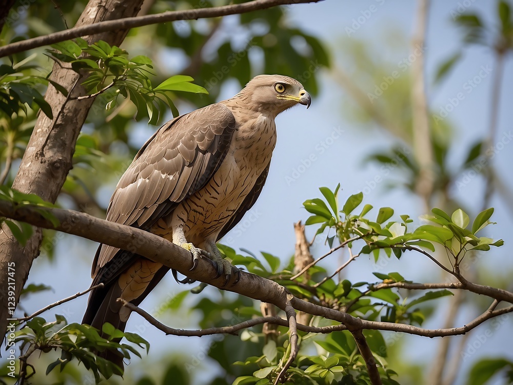 Majestic Oriental Honey Buzzard Perched on Branch in Natural Habitat Wildlife Photography Majestic Oriental Honey Buzzard Perched on Branch in Natural Habitat Wildlife Photography