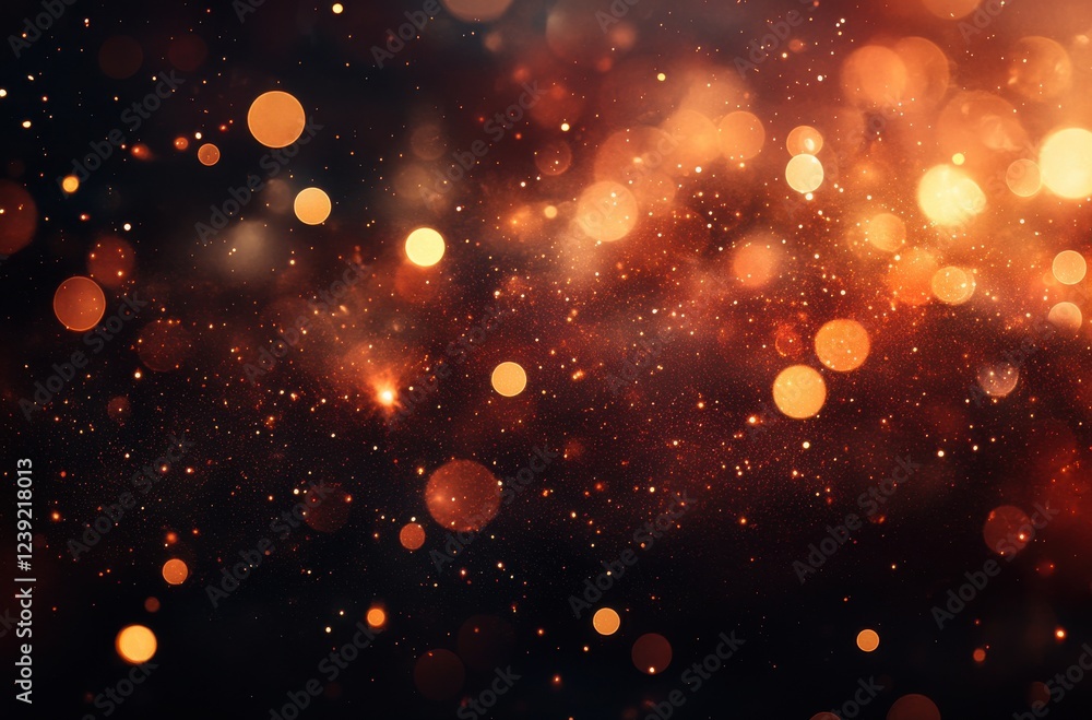 Abstract glowing background with sparkling particles and bokeh effect in warm tones of orange, gold and brown for design and artistic purposes Abstract glowing background with sparkling particles and bokeh effect in warm tones of orange, gold and brown for design and artistic purposes