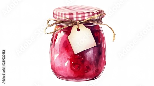 Wallpaper Mural Watercolor painting of a jar of homemade berry jam Torontodigital.ca