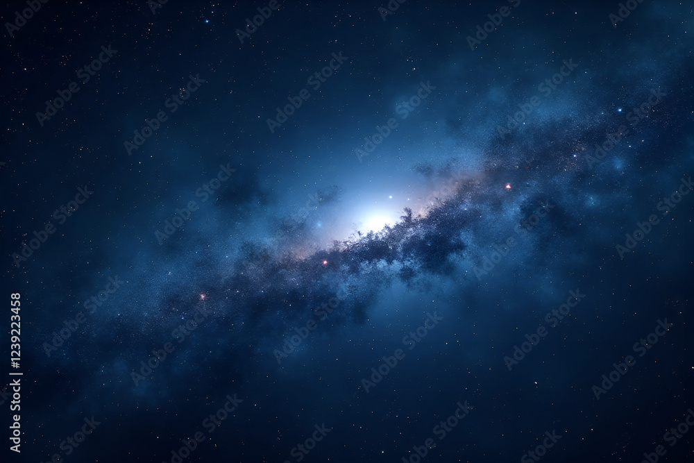 Fototapeta premium Cosmic filled with stars scattered across the sky with dark nebulae background wallpaper AI generated image