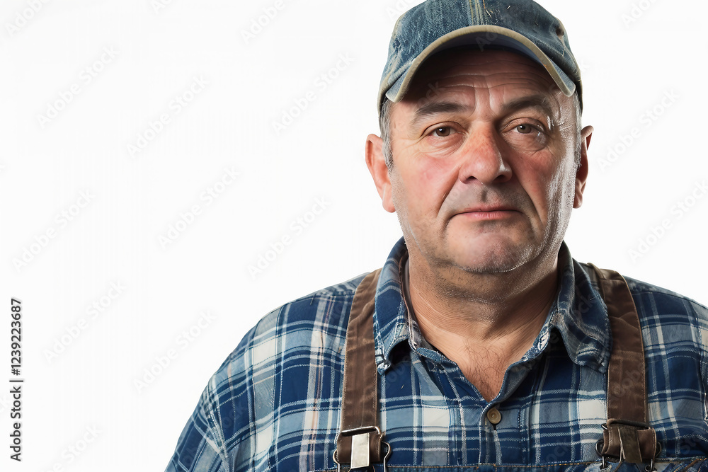 Generative AI Portrait of Male Farmer in Rural Environment with Agricultural Machines Ranch Harvesting Work Generative AI Portrait of Male Farmer in Rural Environment with Agricultural Machines Ranch Harvesting Work
