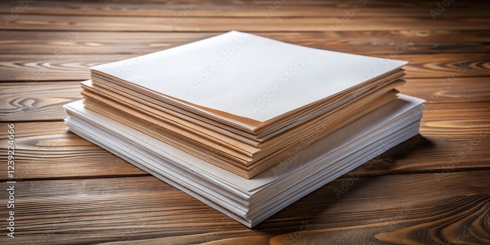 Stack of Blank Paper Sheets with Wooden Edges - Elegant Stationery Mockup Stack of Blank Paper Sheets with Wooden Edges - Elegant Stationery Mockup