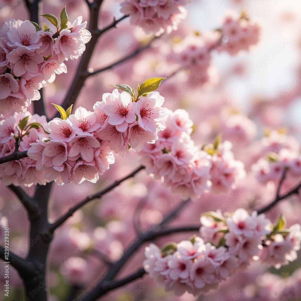 Cherry blossom tree in full bloom with pink flowers Cherry blossom tree in full bloom with pink flowers