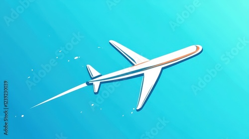 Airplane Silhouette Against Bright Blue Sky Creative Background