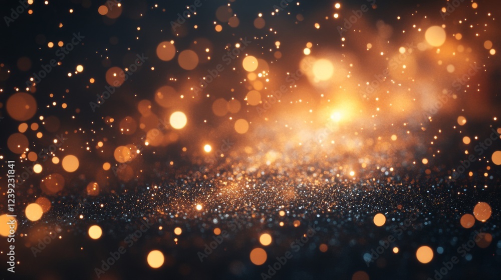 Fototapeta premium Dark Background with Gold and Orange Glitter Sparkles