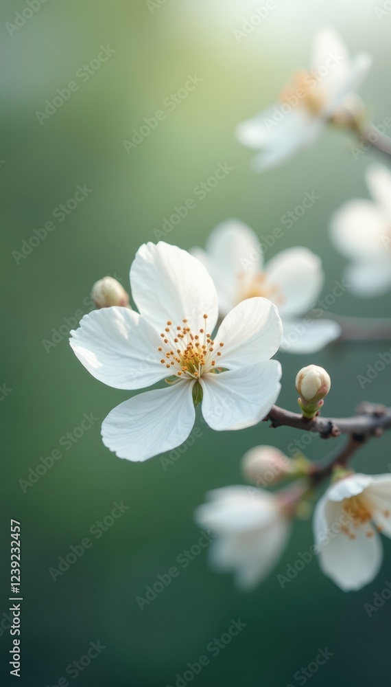 Floating white blossom, soft focus, tranquil scene , single, soft