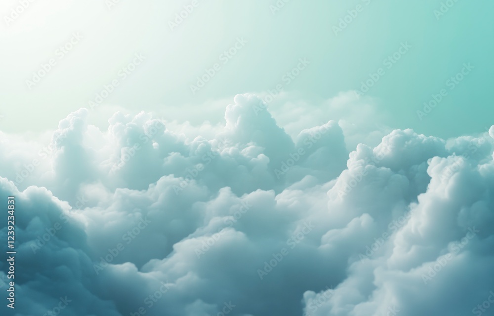 Naklejka premium Serene Cloudscape Aerial View Soft Pastel Colors