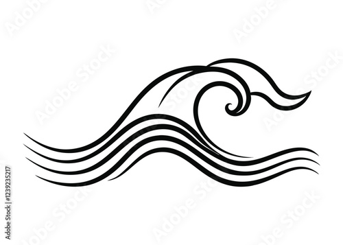 sea wave silhouette, sea wave silhouette isolated on white background. Nature ocean graphic symbol vector illustration  