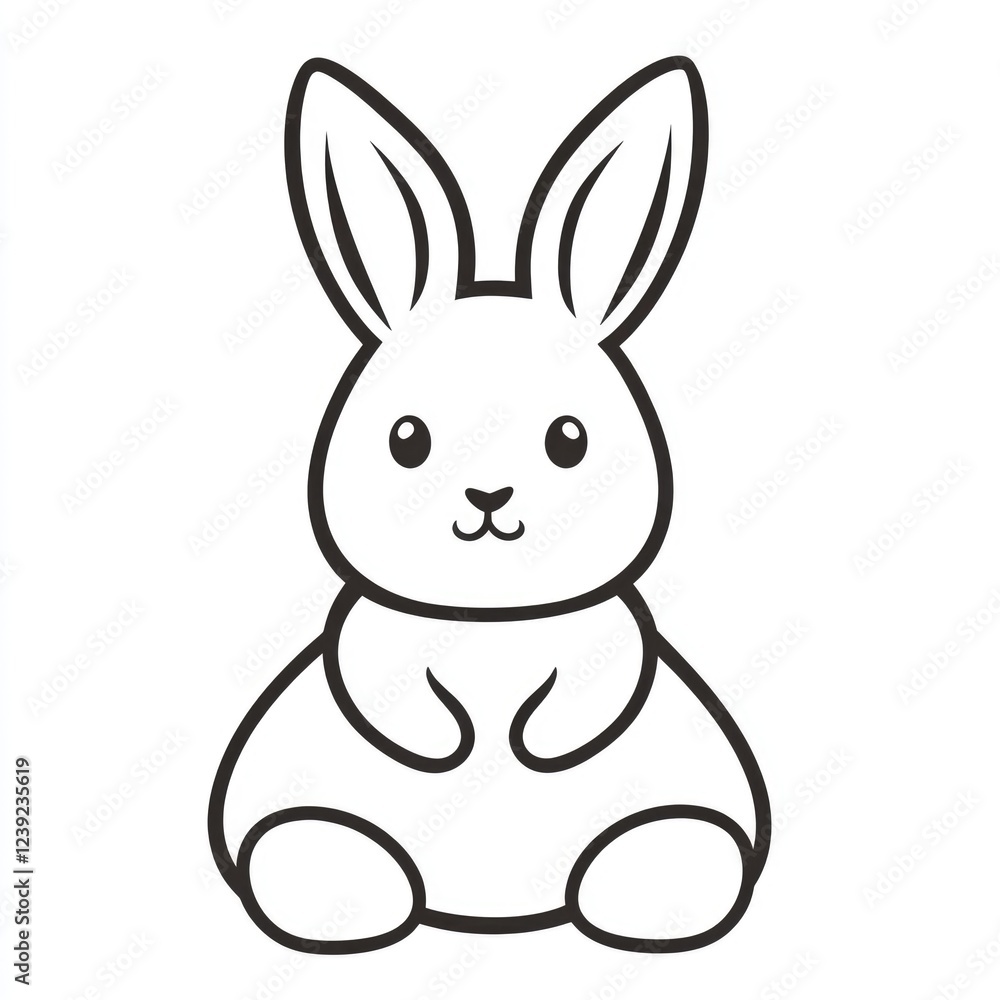 Charming Bunny Silhouette: Cute Outline of a Happy Rabbit for Easter and Spring Themes Charming Bunny Silhouette: Cute Outline of a Happy Rabbit for Easter and Spring Themes