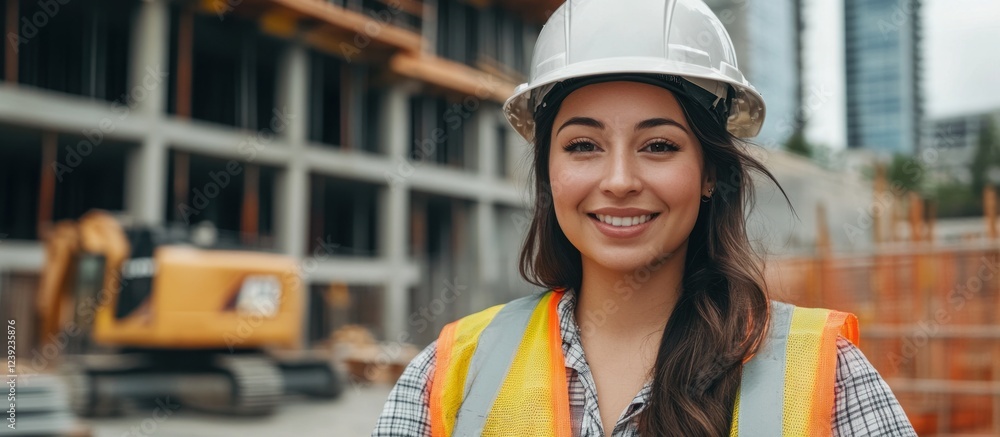 Confident Female Construction Worker Smiling at the Camera Confident Female Construction Worker Smiling at the Camera