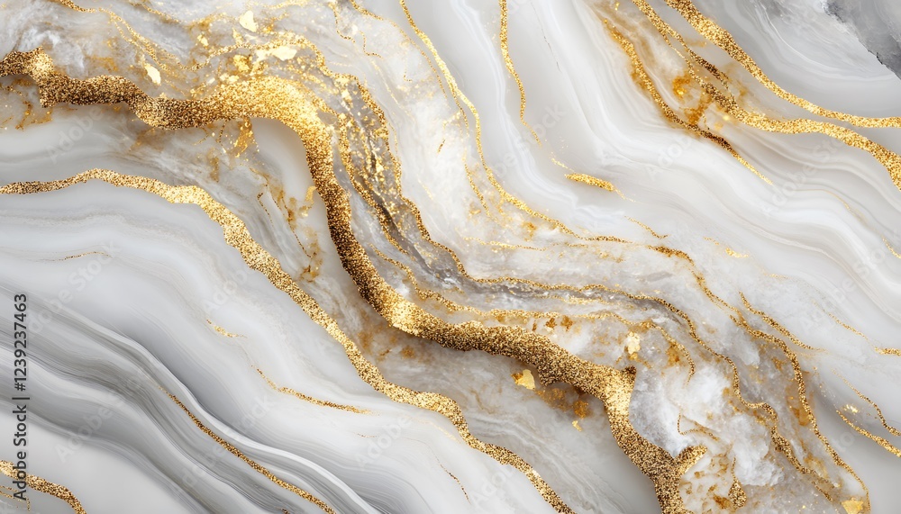 Obraz premium Abstract White and Gold Marble Swirl Design