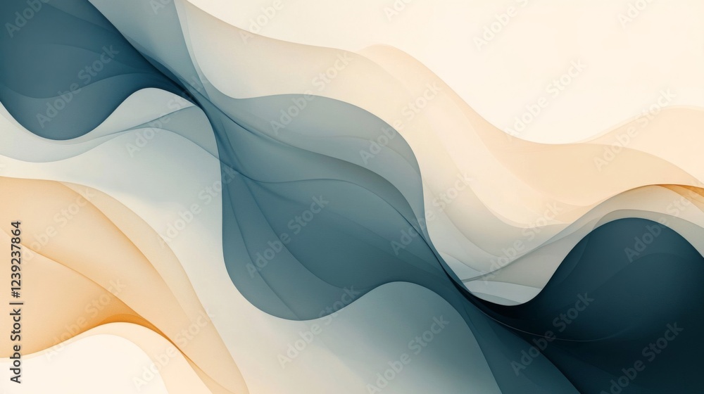 Obraz premium Abstract Teal Beige Fluid Waves Background