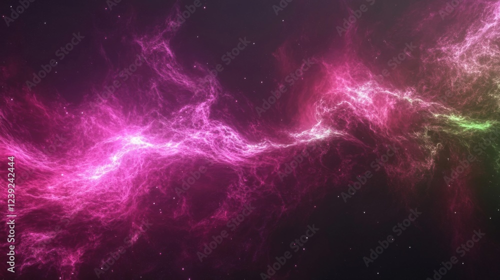 Fototapeta premium Pink and Green Cosmic Nebula in Dark Space
