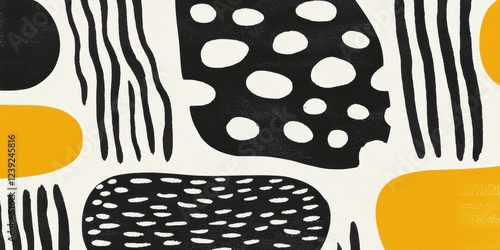 Abstract Black And Yellow Pattern, Textured Graphic Design, Modern Artistic Elements, Textile