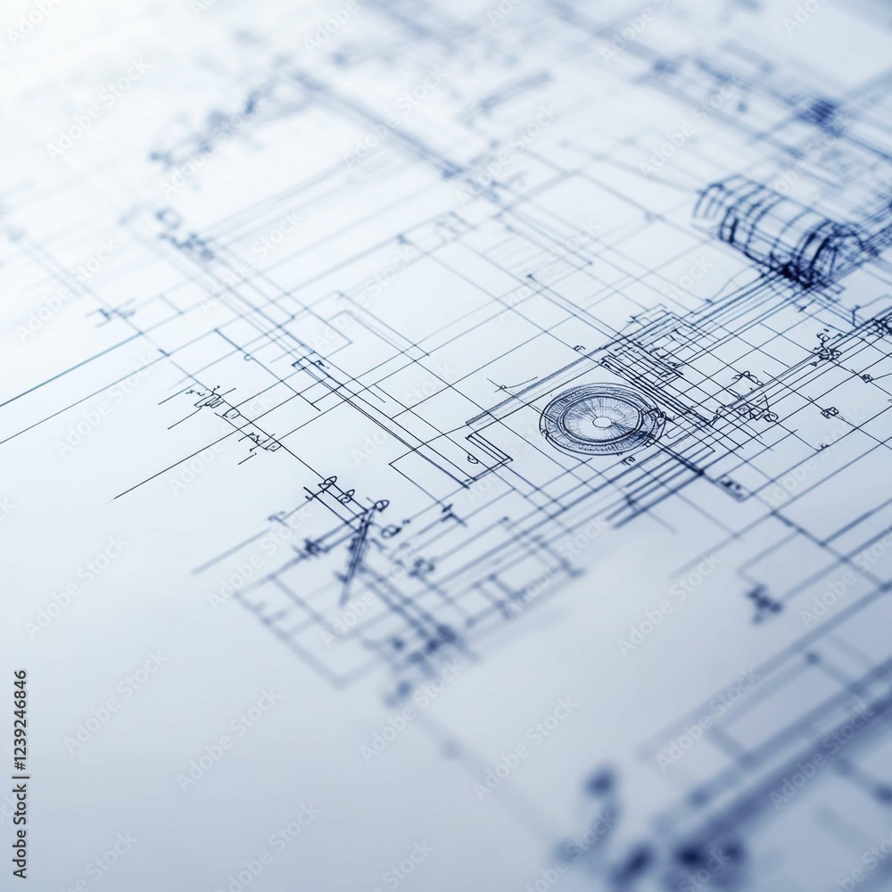 Detailed Technical Blueprint with Precise Measurements and Lines Detailed Technical Blueprint with Precise Measurements and Lines