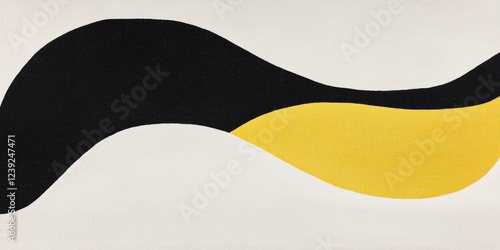 Abstract Black And Yellow Waves Flowing Across Textured Surface Representing Modern Design Elements