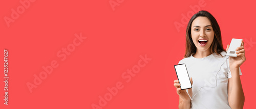 Young woman with phone and ...