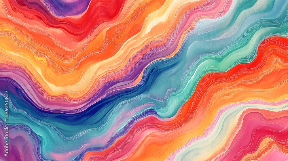 Fototapeta premium Abstract Colorful Wave Pattern Digital Painting