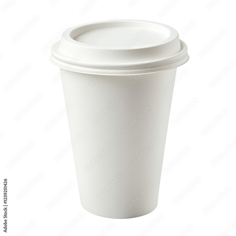 Isolated Classic White Paper Coffee Cup with Closed Lid Isolated Classic White Paper Coffee Cup with Closed Lid