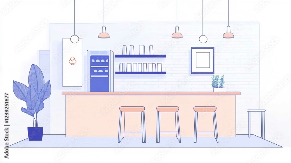 Fototapeta premium Stylish Interior Room Design Vector Illustration with Furniture and Decor Elements