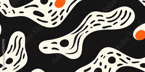 Abstract Black Background With Colorful Organic Shapes, Vibrant Design Elements, Artistry