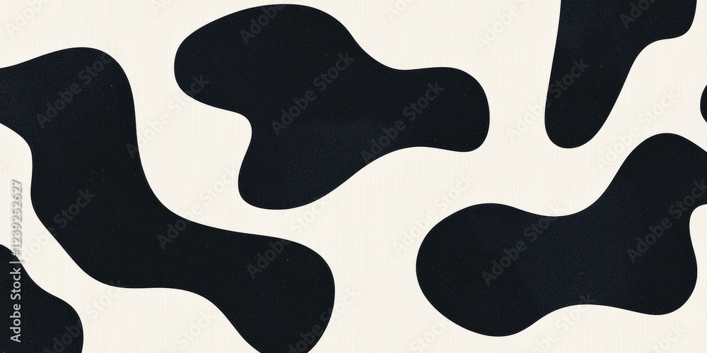 Abstract Black Cow Print Pattern, Monochrome Design on Textured Background, Modern Textile Concept Abstract Black Cow Print Pattern, Monochrome Design on Textured Background, Modern Textile Concept