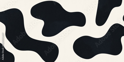 Abstract Black Cow Print Pattern, Monochrome Design on Textured Background, Modern Textile Concept