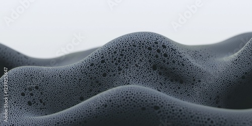 Abstract Black Foam Waves Forming Patterns, Shimmering Surface With Bubbles, Artistic Texture