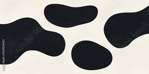 Abstract Black Shapes, Organic Forms Flowing, Minimalist Art Texture, Modern Design Background