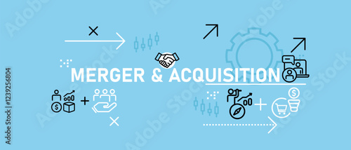 Merger and Acquisition conceptual company collaboration planning idea corporate acquire agreement merging relation strategy design concept icon outline