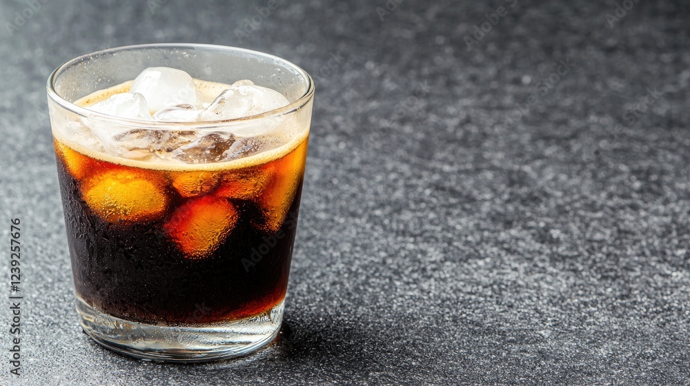 Iced coffee drink on dark surface