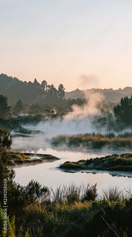 Fototapeta premium rotorua geothermal wonder new zealand landscape