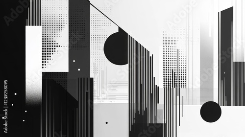 Abstract Black and White Geometric Design photo