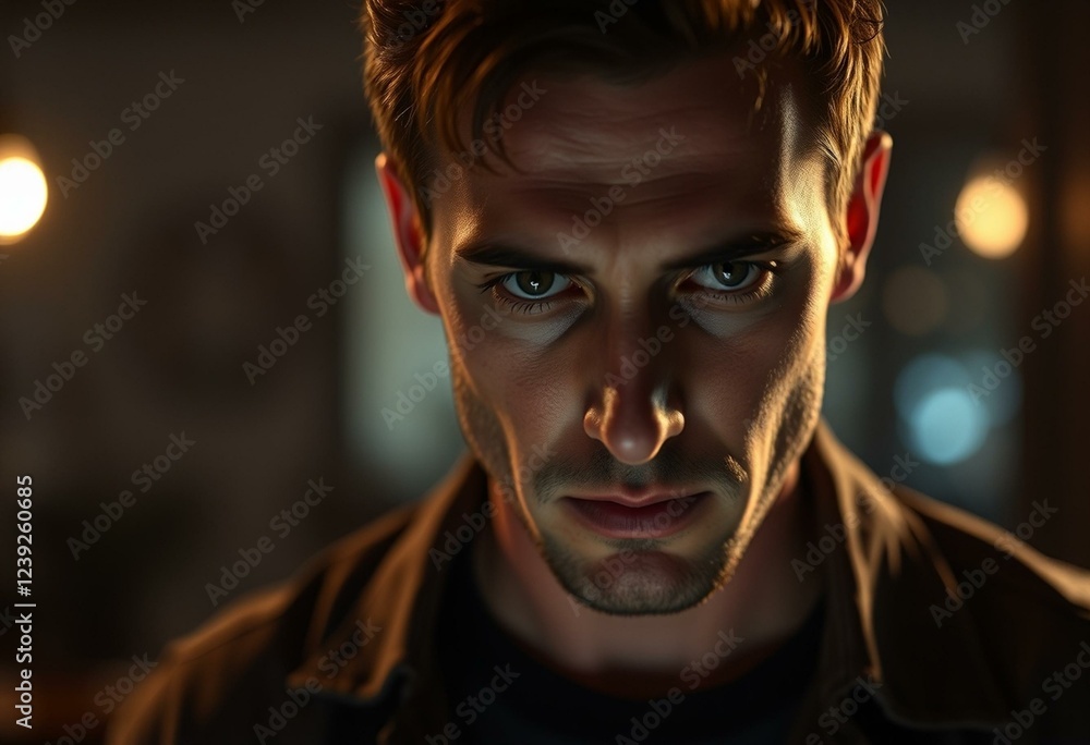 Portrait of a drunk male in a dimly lit room Portrait of a drunk male in a dimly lit room