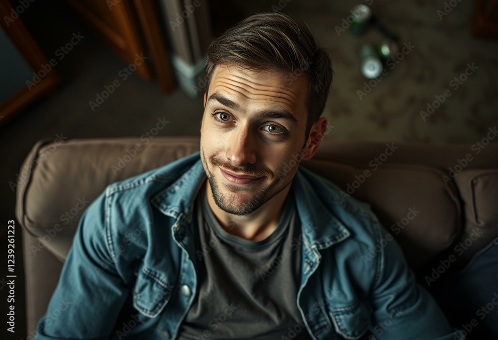 Fototapeta premium Photorealistic portrait of a drunk person