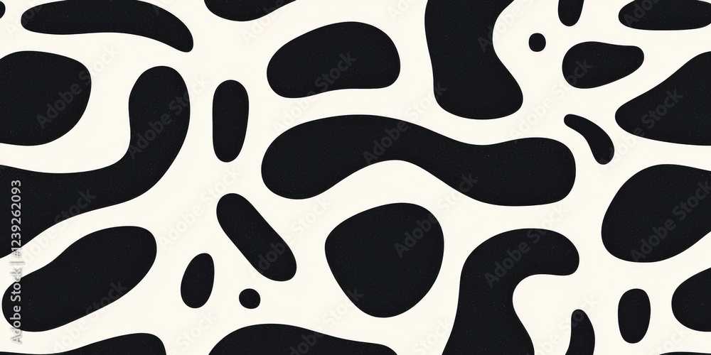 Abstract Black And White Organic Pattern, Fluid Shapes Creating Visual Interest, Minimalist Design Abstract Black And White Organic Pattern, Fluid Shapes Creating Visual Interest, Minimalist Design